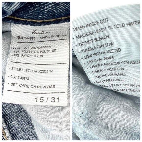 KanCan Acid Wash High Rise Distressed Mom Jeans Fray Hem 15/31 - Picture 8 of 8